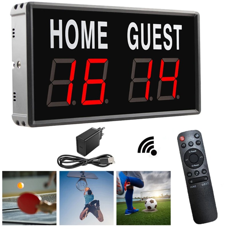 Table Tennis Scoreboard - Marcador electrónico LED de 4 dígitos,